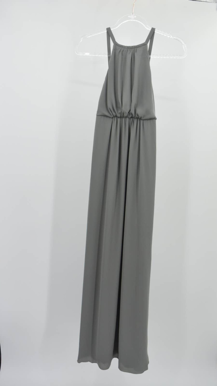 Show Me Your Mumu Amanda Charcoal Gray Low Back Maxi Dress S Formal Bridesmaid